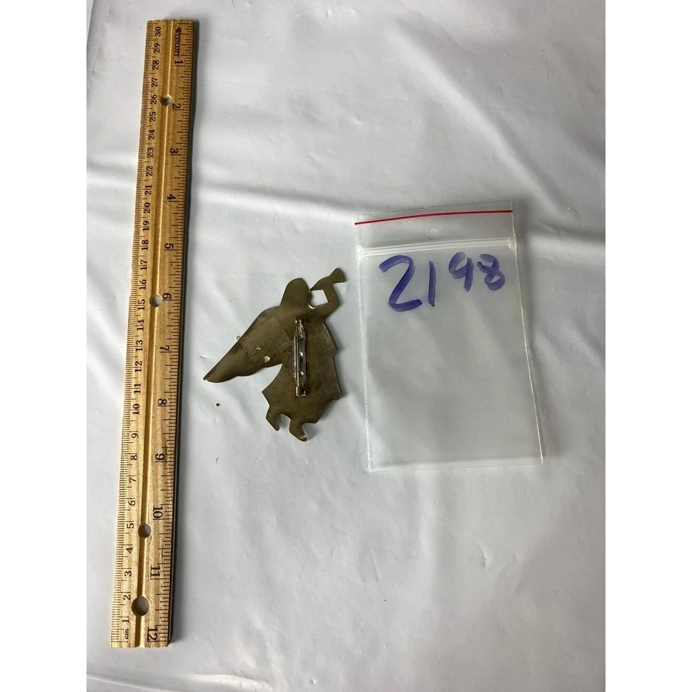 Vintage Brass Angel Christmas Ornament Etched Stars Trumpet Gold Tone Holiday‎